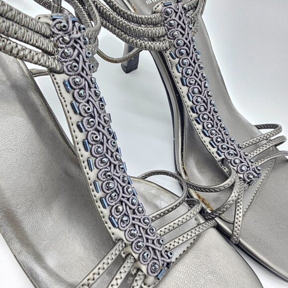 Women's Silver/Grey Strappy Heels, Size 6.5 - Picture 4 of 14